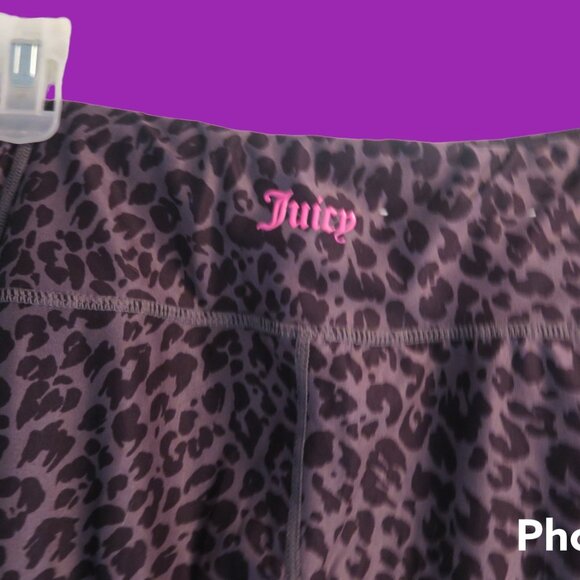 Juicy Couture sport animal print cheetah mesh leggings in gray and black size L - Picture 4 of 8